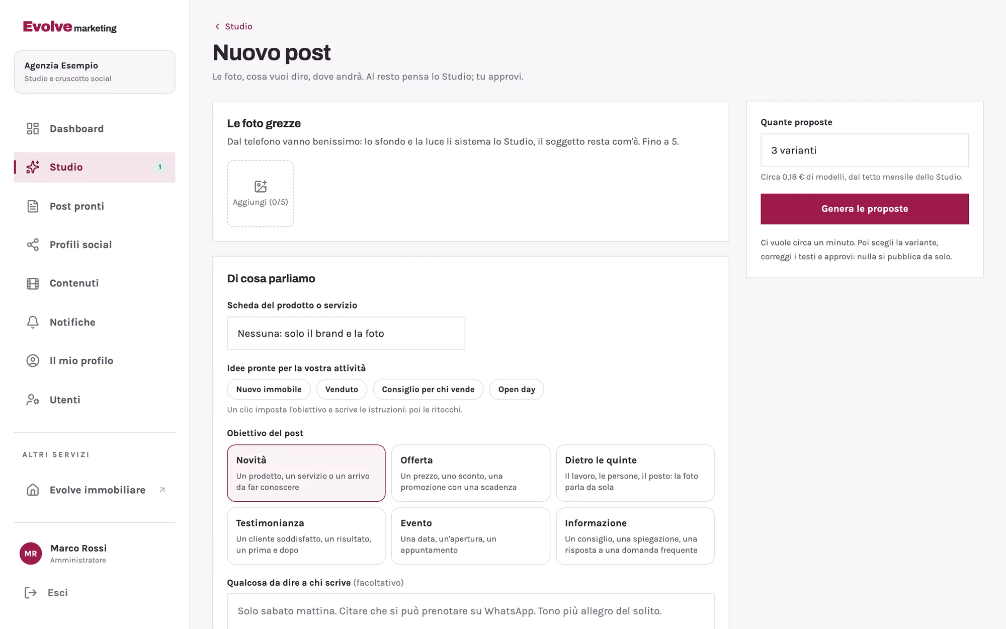 Nuovo post: le foto grezze, l'obiettivo del post, le idee pronte per l'attività